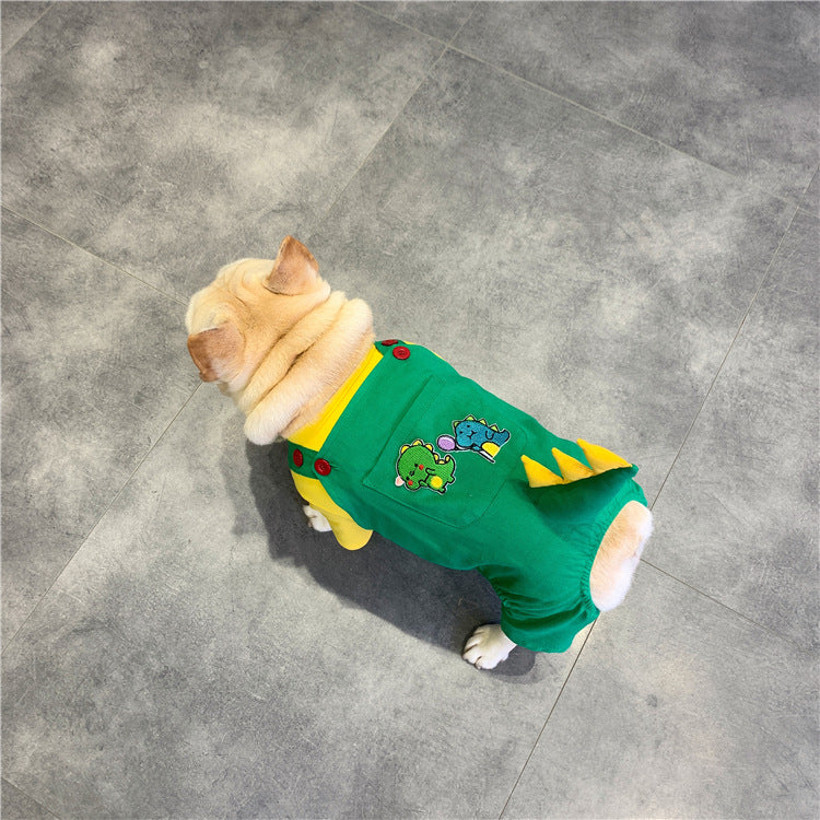 Pet Suspenders Outfit French Dinosaur Style Clothing For Pets
