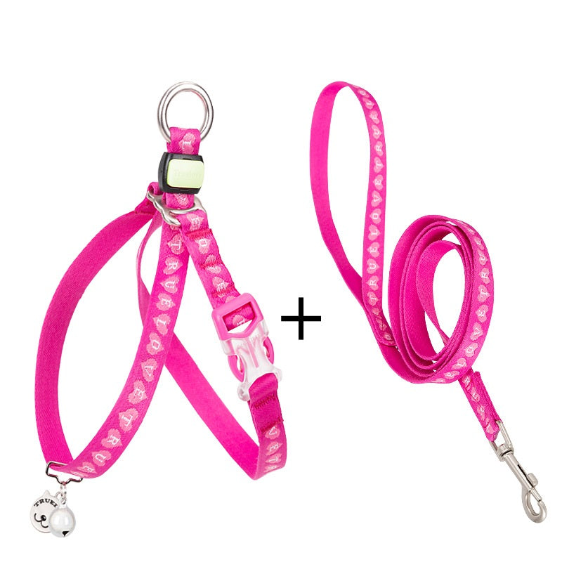 Pet Harness Vest With Bell Adjustable Chest Strap Leash