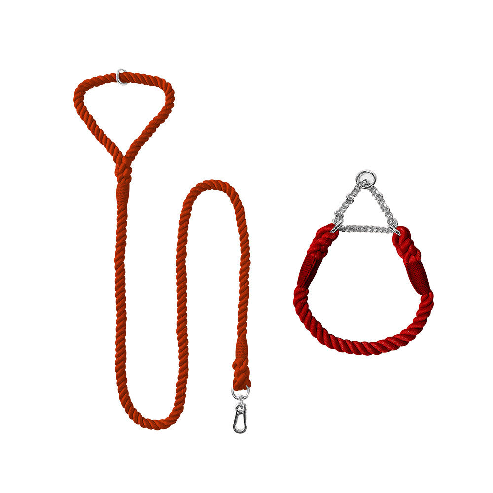 Woven Cotton Pet Leash And Collar Set Durable Walking Gear