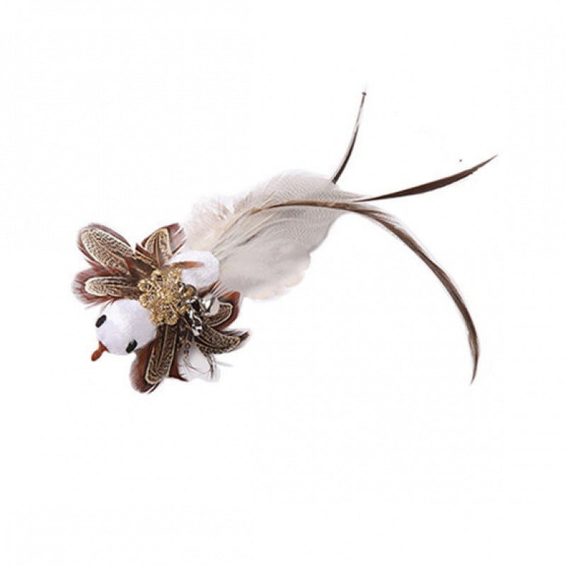 Adjustable Pet Teaser Stick Replaceable Head Steel Wire Feather Toy