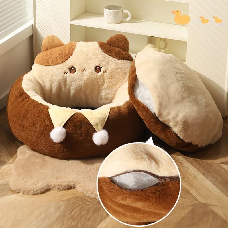 Round Pet Sofa Bed Soft Warm Cushion Mattress Deep Sleep Pad