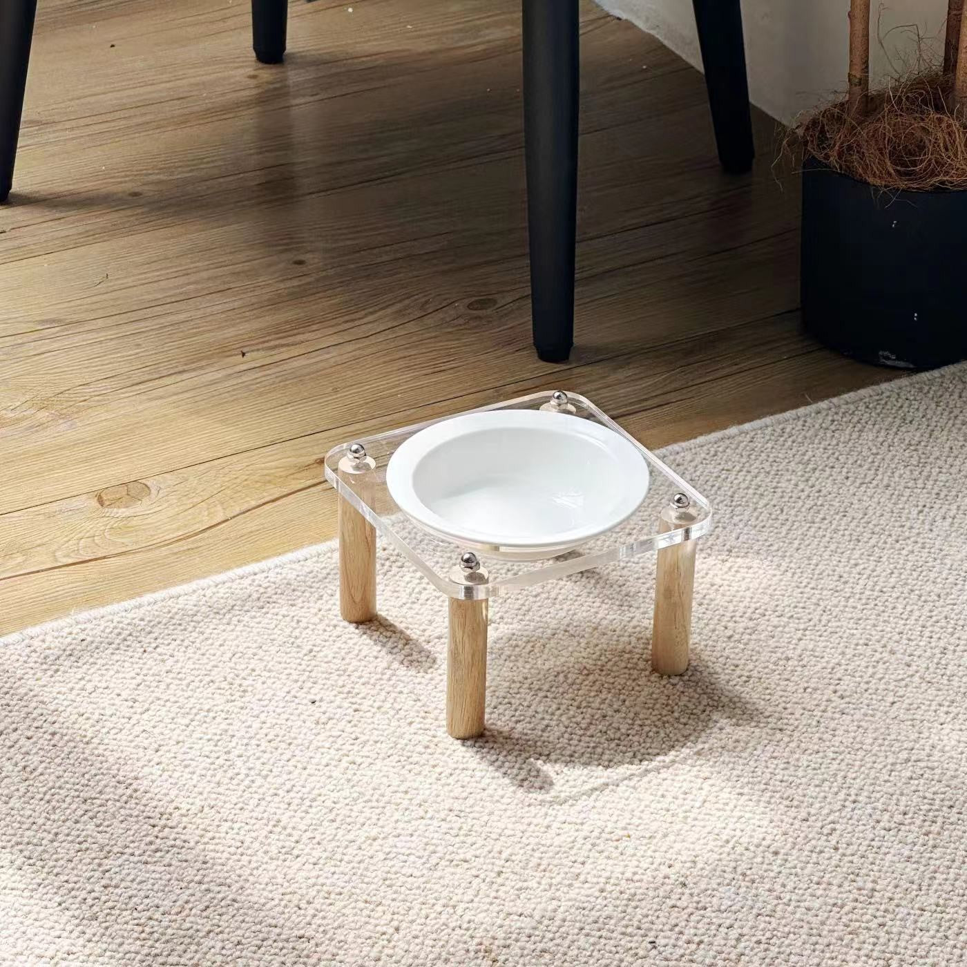 Anti-Tumble High-Leg Pet Water and Food Bowl Ceramic Double Set