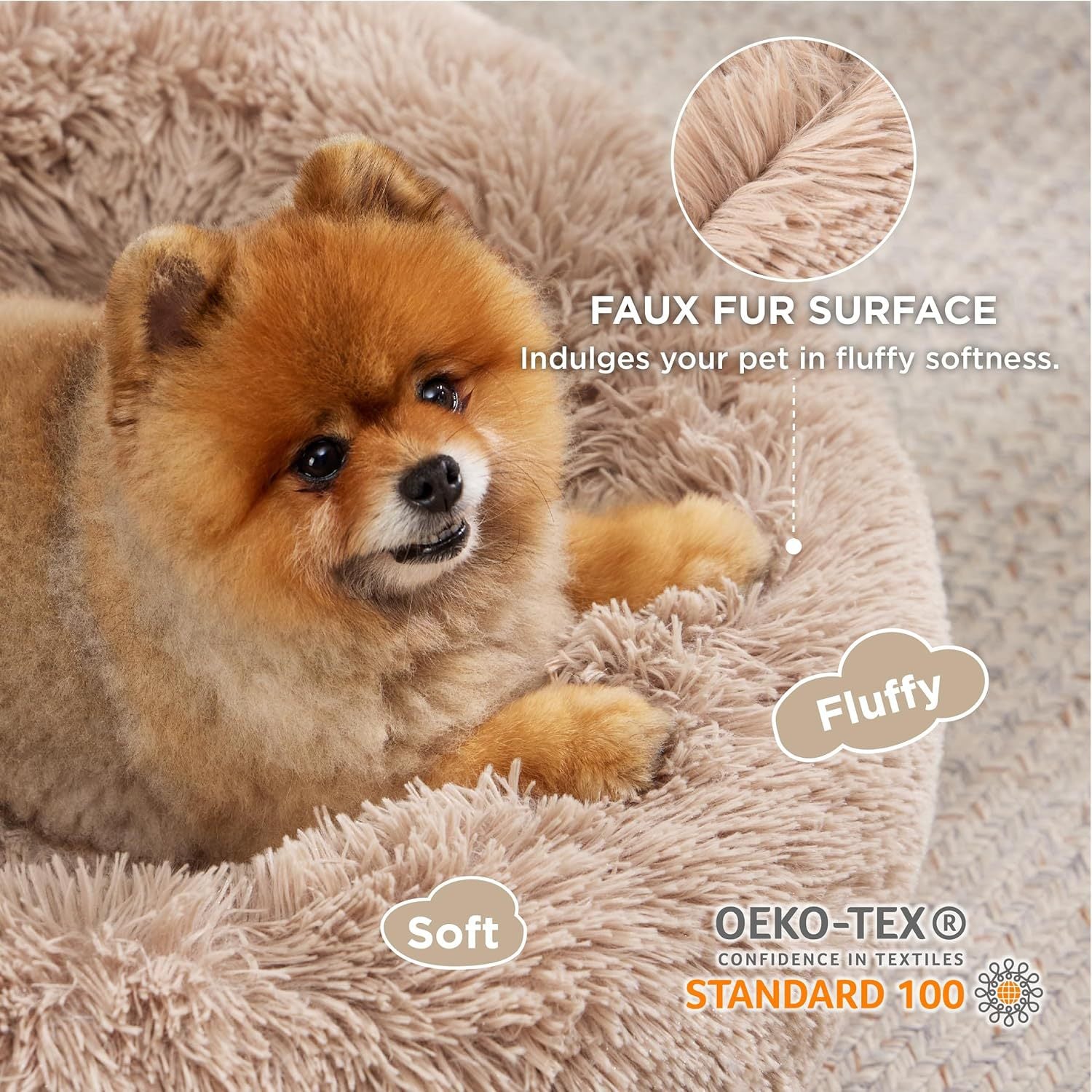 Indoor Solid Color Non-Slip Fluffy Plush Comfortable Pet Bed