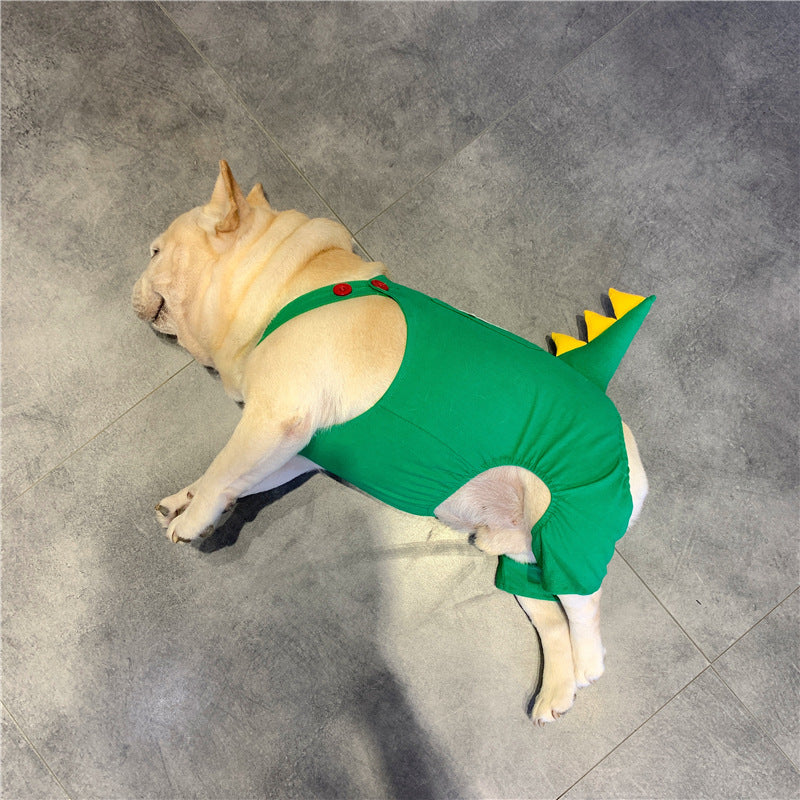 Pet Suspenders Outfit French Dinosaur Style Clothing For Pets