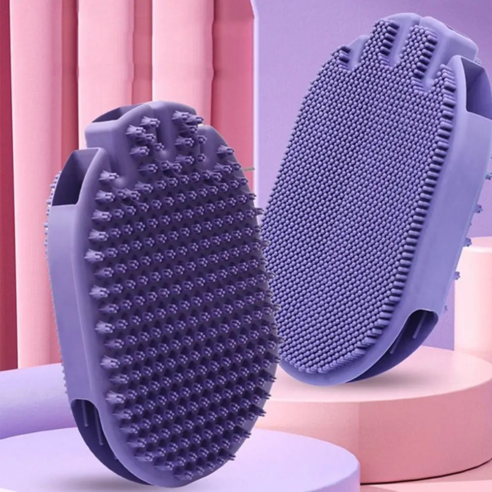 Massaging Pet Shampoo Brush Dual-Sided Soft Bristle Grooming Tool