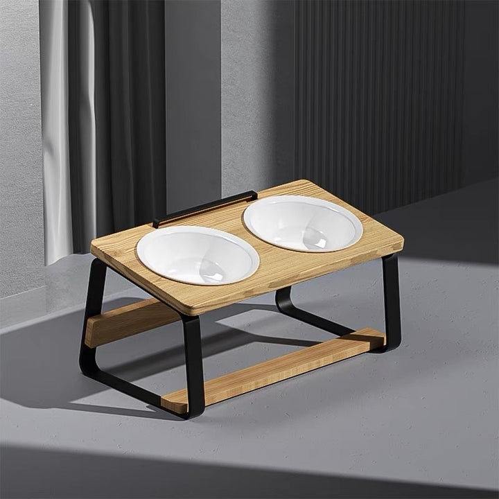 Ceramic Double Pet Bowl Water and Food Holder with Neck Support