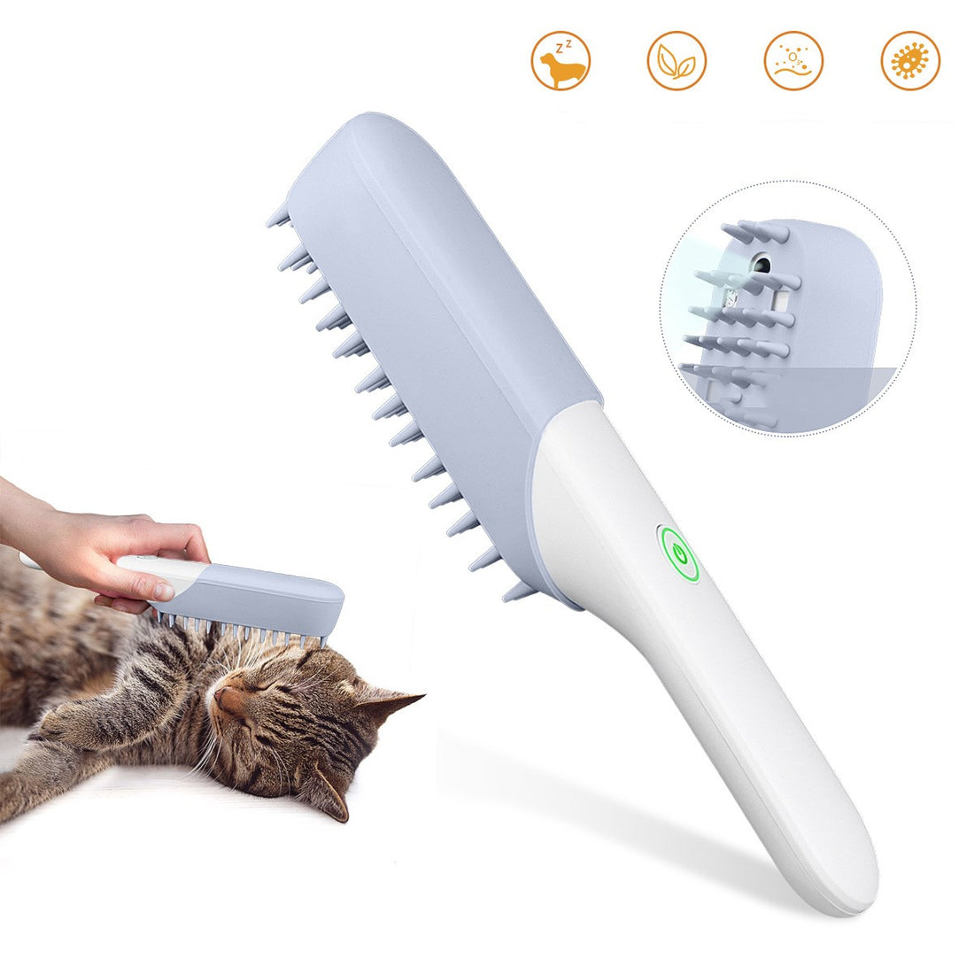 Silicone Pet Grooming Brush With Handle For Massage Cleaning Hair Removal