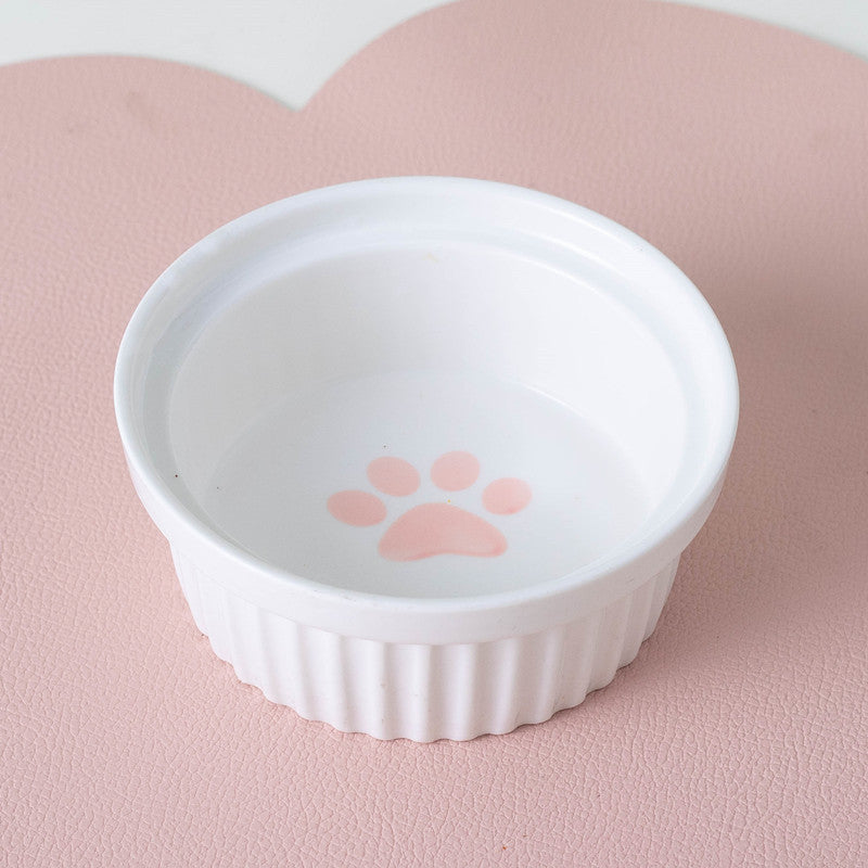 Ceramic Double Pet Bowl Elevated Tilted Feeding And Water Dish