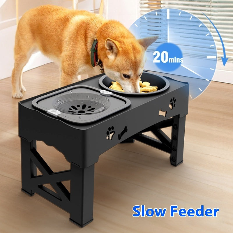 Stainless Steel Double Pet Feeder Elevated Integrated Food Bowl