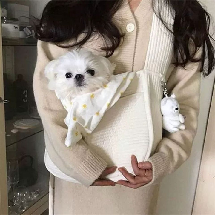Handmade Canvas Pet Carrier Bag Breathable Shoulder Tote For Travel