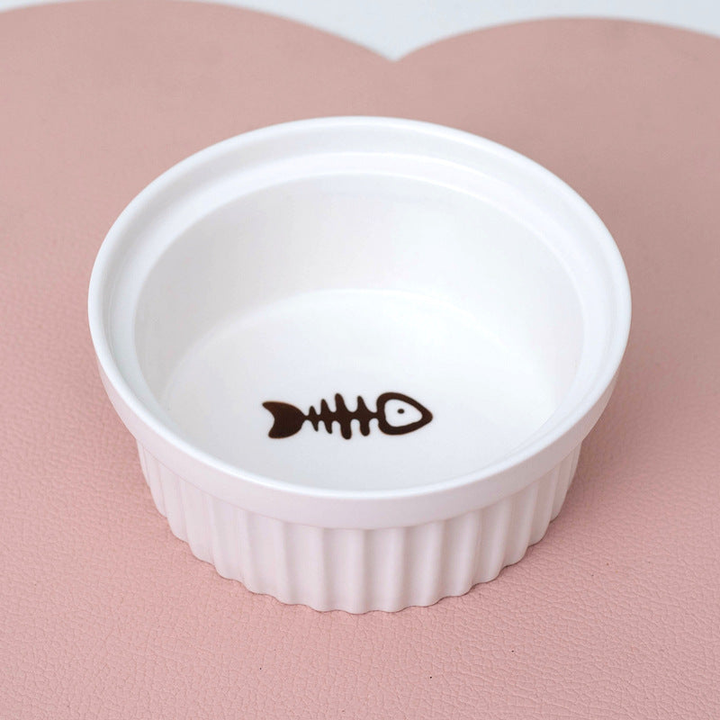Ceramic Double Pet Bowl Elevated Tilted Feeding And Water Dish