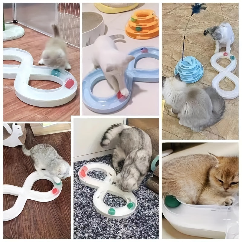 Self-Play Pet Toy Turntable Track Ball Interactive Teasing Stick