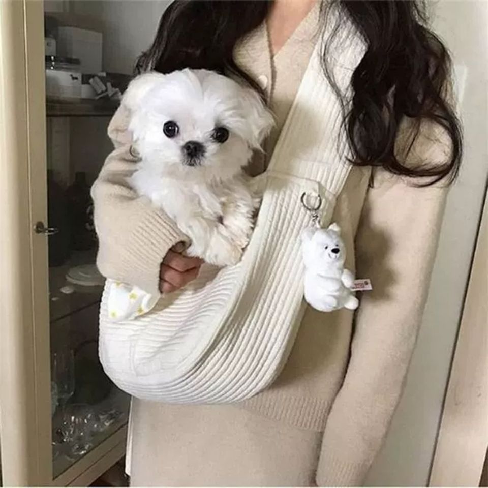 Handmade Canvas Pet Carrier Bag Breathable Shoulder Tote For Travel