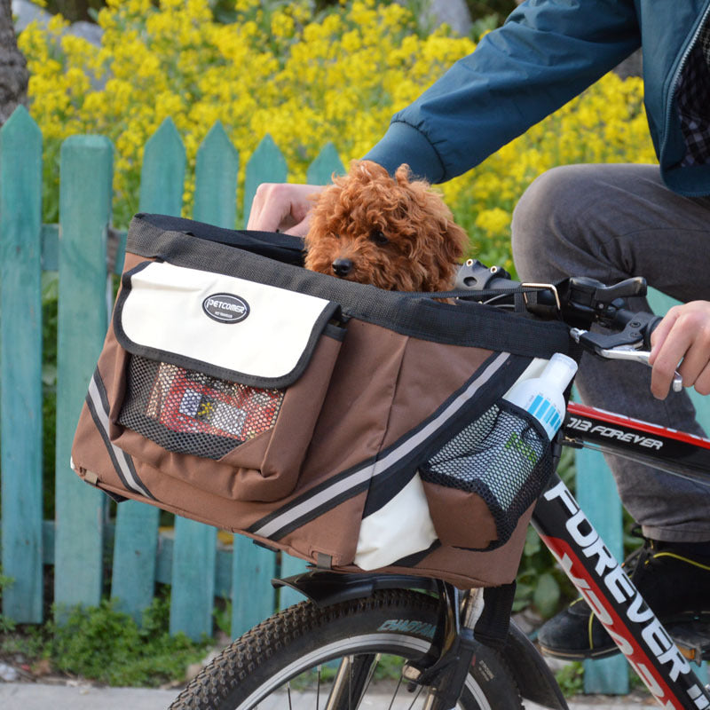 Pet Bicycle Carrier Bag Removable Front Handlebar Basket Carrier