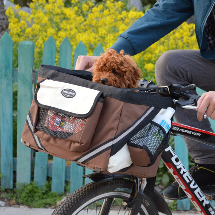 Pet Bicycle Carrier Bag Removable Front Handlebar Basket Carrier