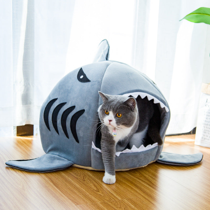 Creative Dual Purpose Shark Pet Bed Warm Cozy Design
