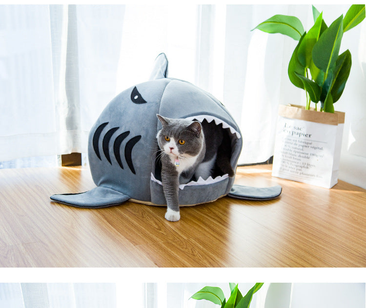 Creative Dual Purpose Shark Pet Bed Warm Cozy Design