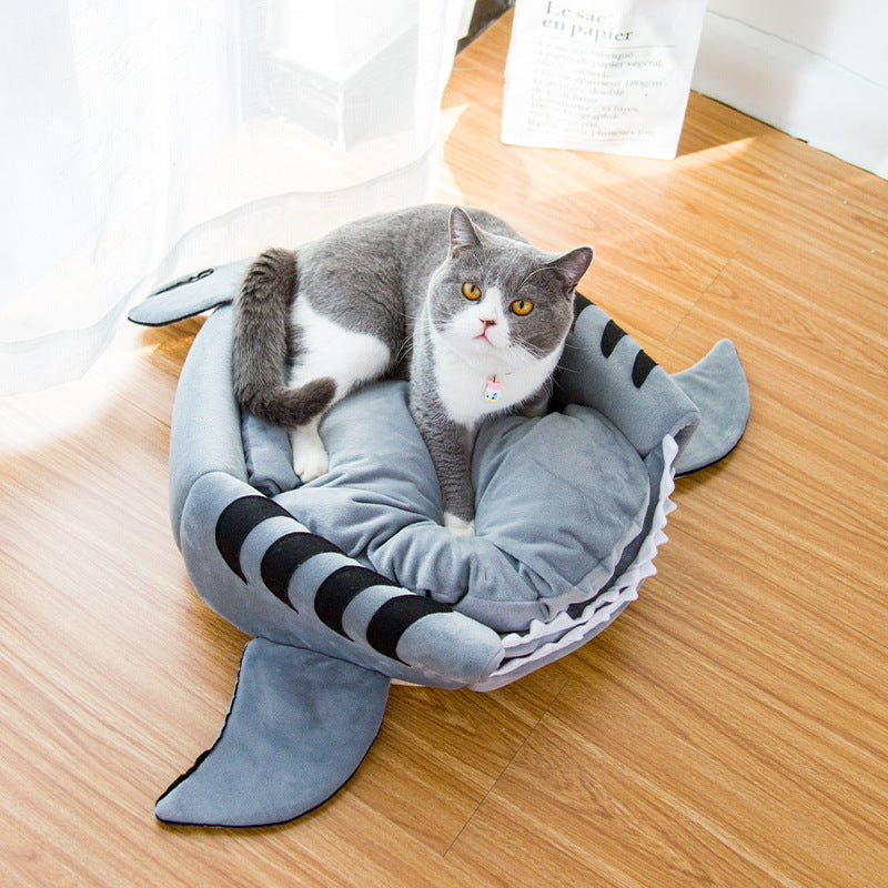 Creative Dual Purpose Shark Pet Bed Warm Cozy Design