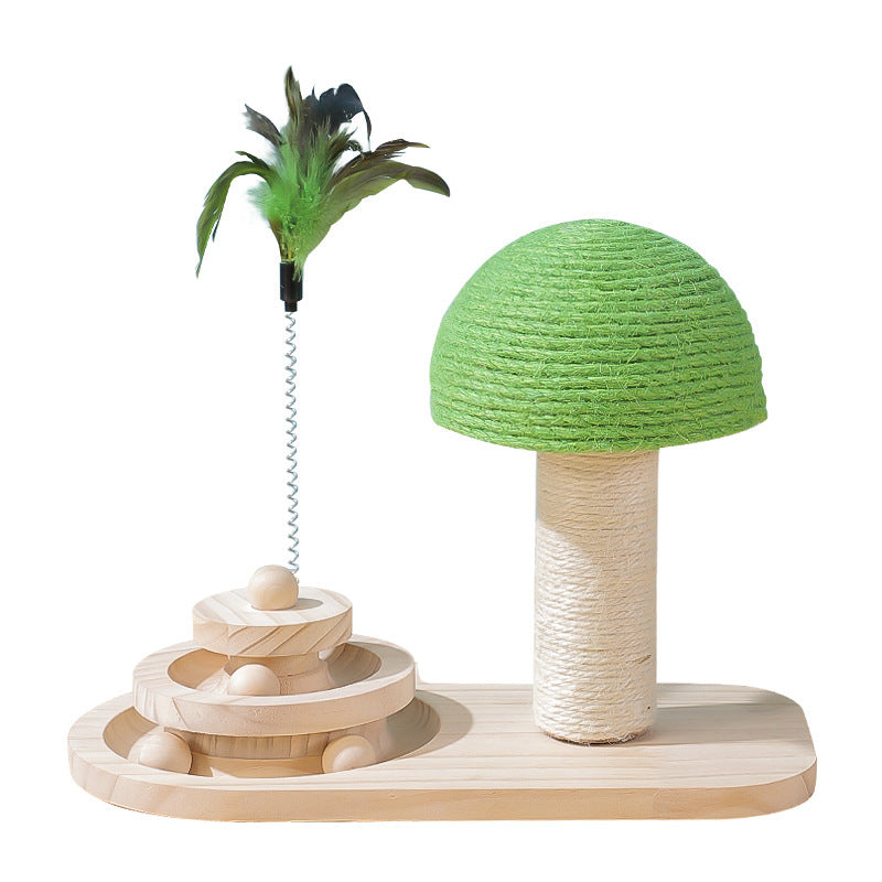 Durable Sisal Ball Solid Wood Turntable Interactive Pet Toy