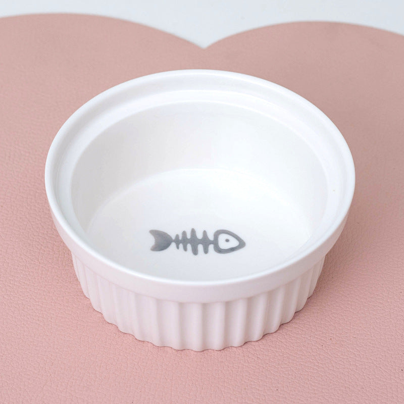 Ceramic Double Pet Bowl Elevated Tilted Feeding And Water Dish
