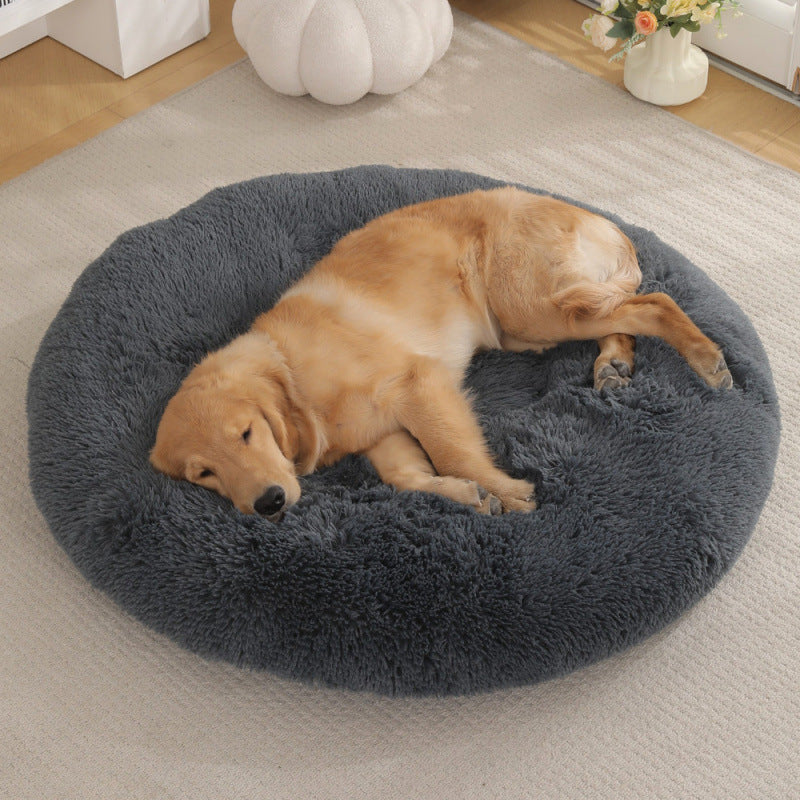 Round Plush Pet Bed Warm Soft Sleep Mat for Pets