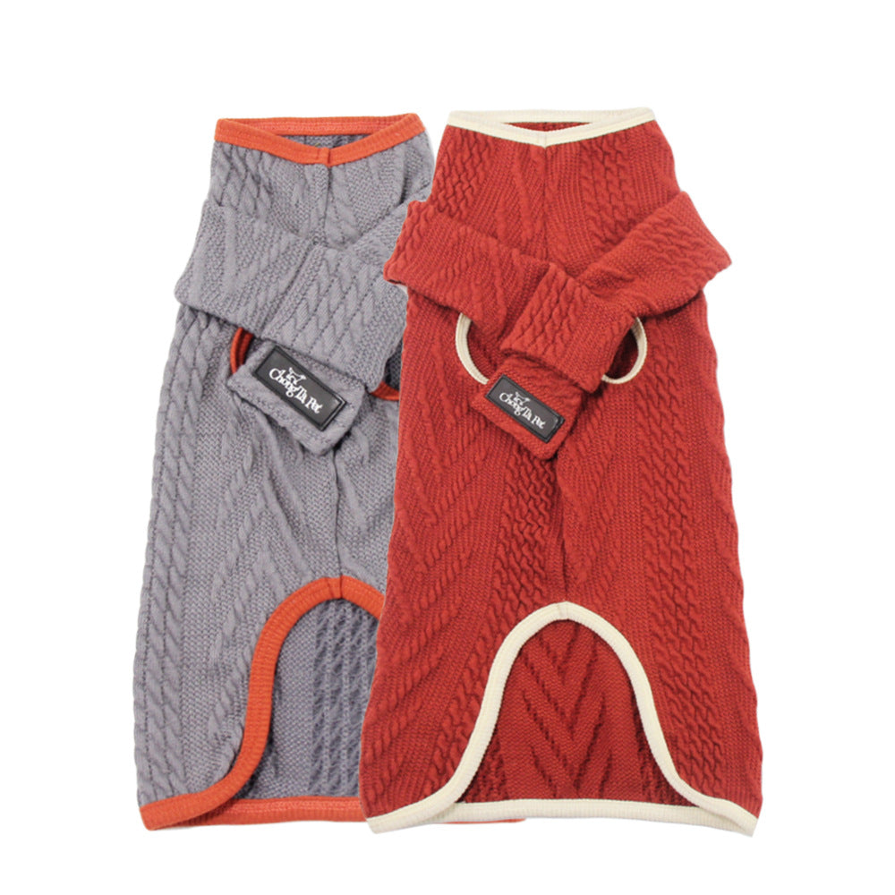 High Collar Vintage Pet Sweater Warm Winter Knit Clothing