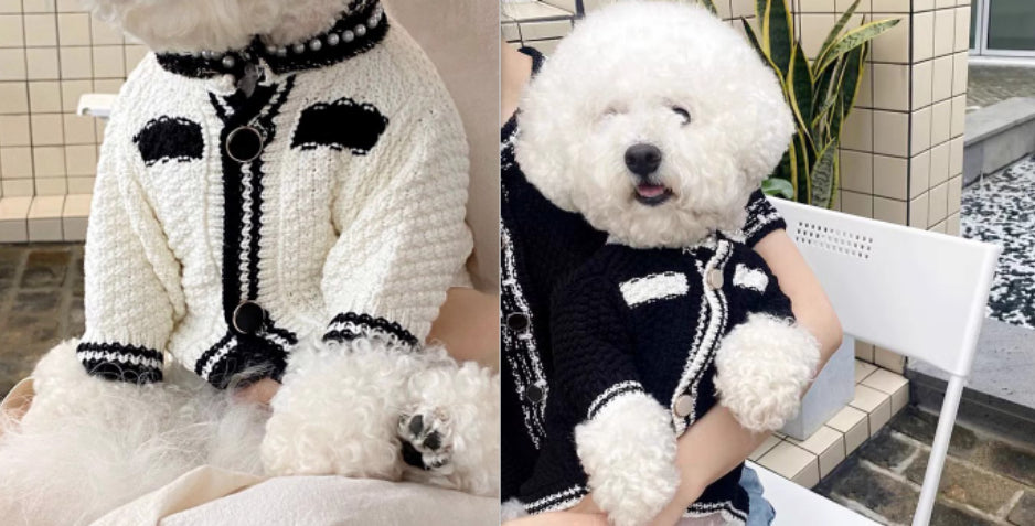Striped Pet Sweater Cardigan Soft Knit Clothing