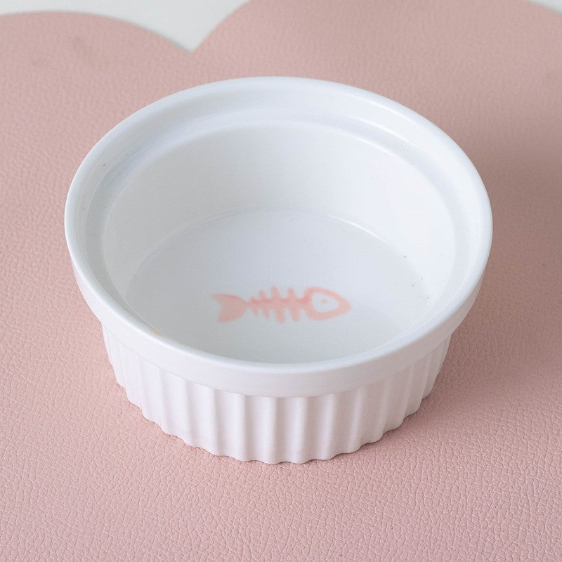 Ceramic Double Pet Bowl Elevated Tilted Feeding And Water Dish