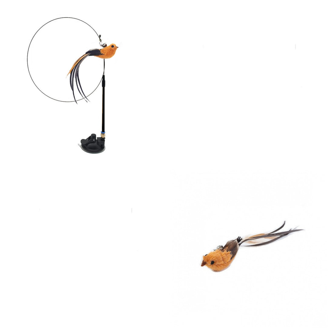 Adjustable Pet Teaser Stick Replaceable Head Steel Wire Feather Toy
