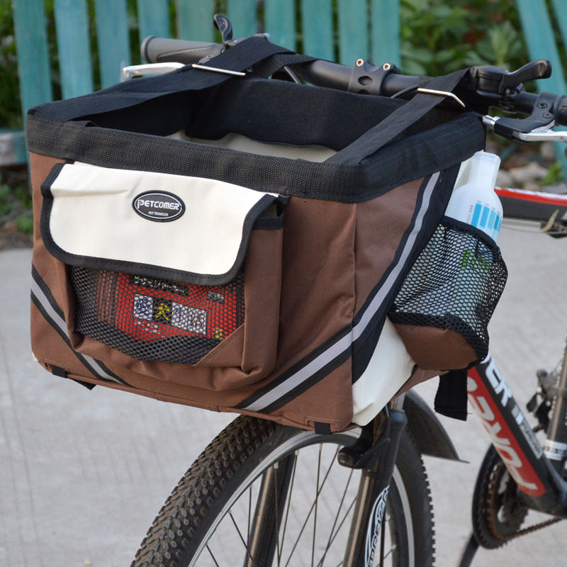 Pet Bicycle Carrier Bag Removable Front Handlebar Basket Carrier