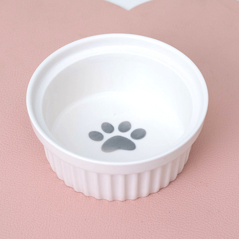 Ceramic Double Pet Bowl Elevated Tilted Feeding And Water Dish