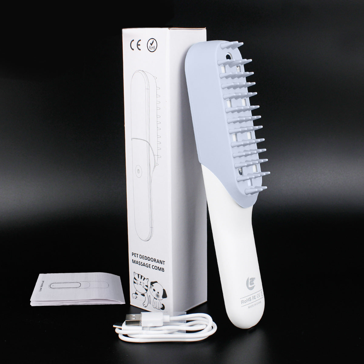 Silicone Pet Grooming Brush With Handle For Massage Cleaning Hair Removal