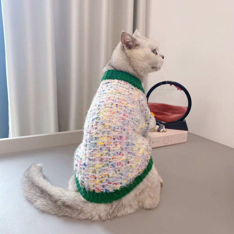 Pet Color-Block Sweater Cardigan Soft Warm Knit Clothing