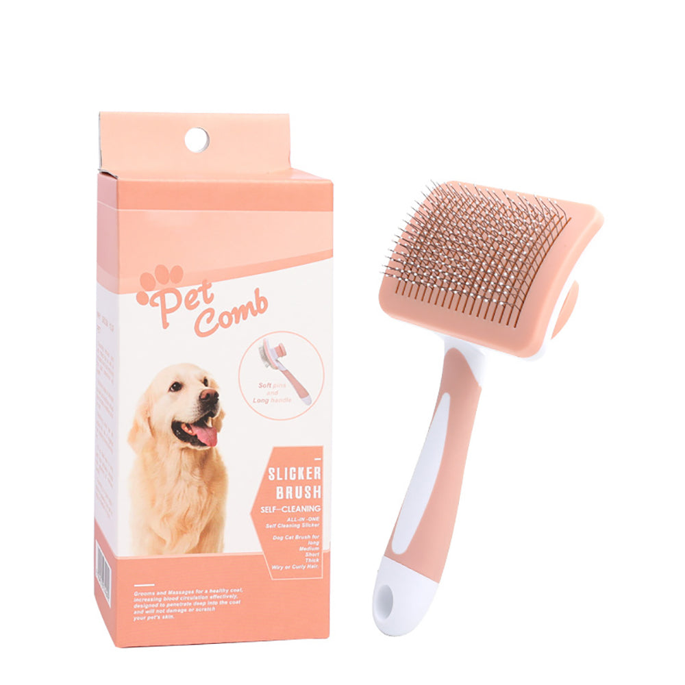 Self Cleaning Slicker Brush For Pet Hair Removal And Grooming