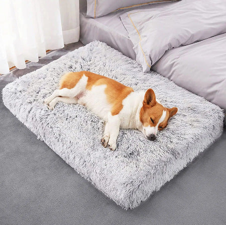 Plush Square Pet Bed Memory Foam Soft Deep Sleep Sofa