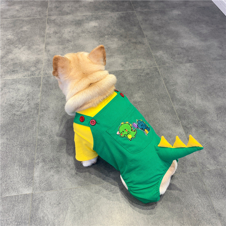 Pet Suspenders Outfit French Dinosaur Style Clothing For Pets