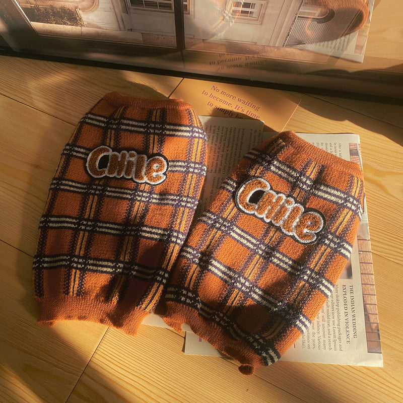 Vintage Plaid Pet Sweater Soft Warm Knit Clothing