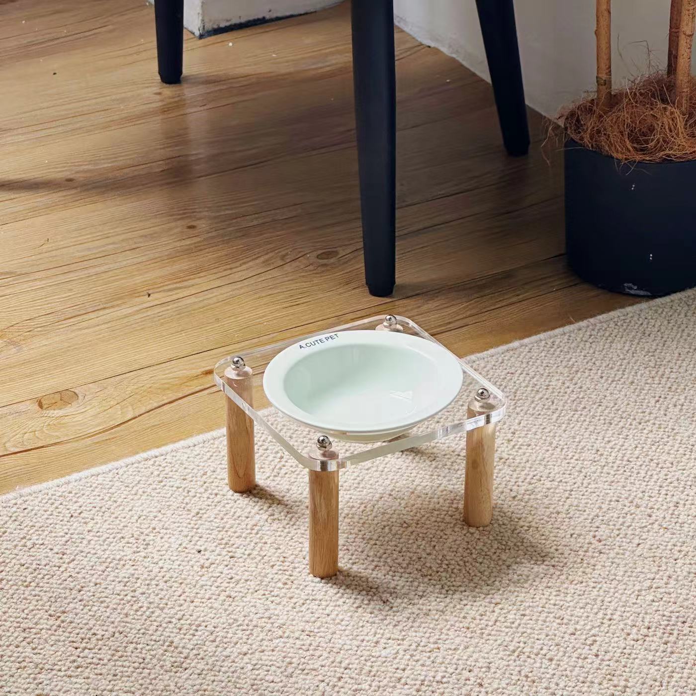 Anti-Tumble High-Leg Pet Water and Food Bowl Ceramic Double Set