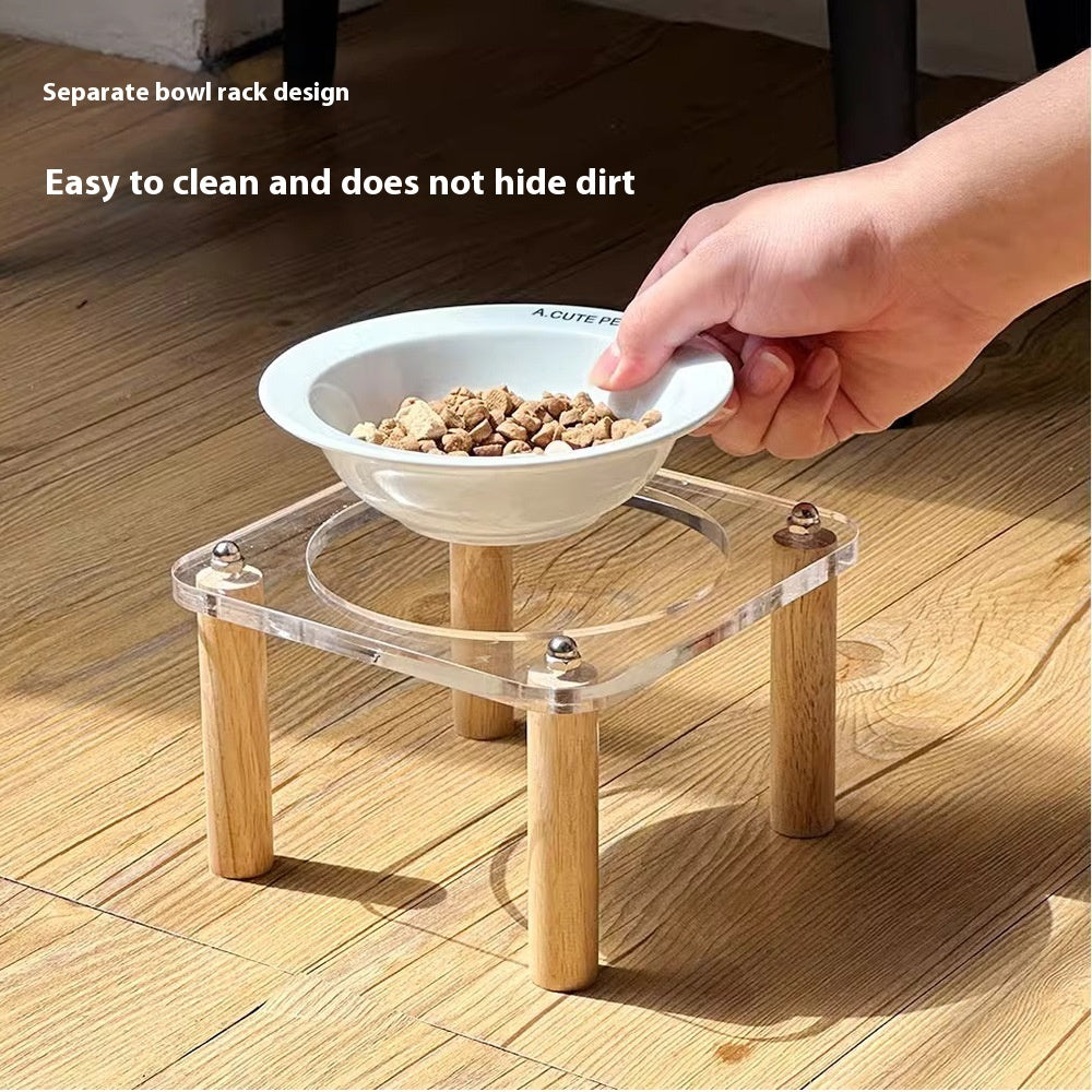 Anti-Tumble High-Leg Pet Water and Food Bowl Ceramic Double Set