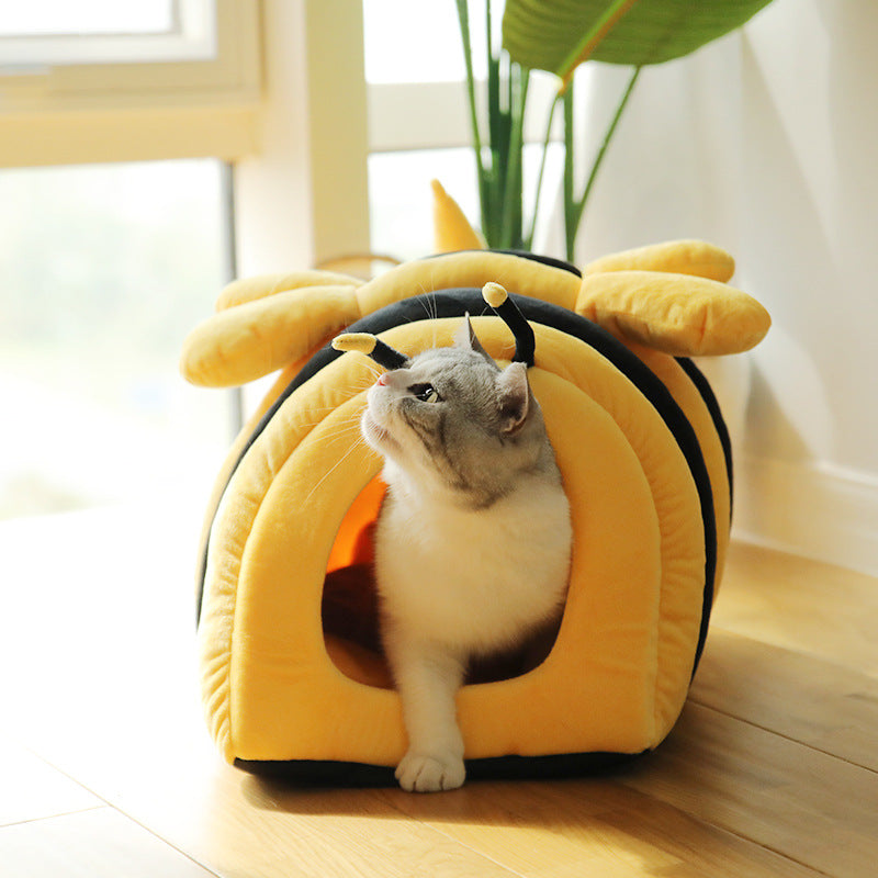Semi Enclosed Warm Pet Nest Bed For Deep Comfortable Sleep