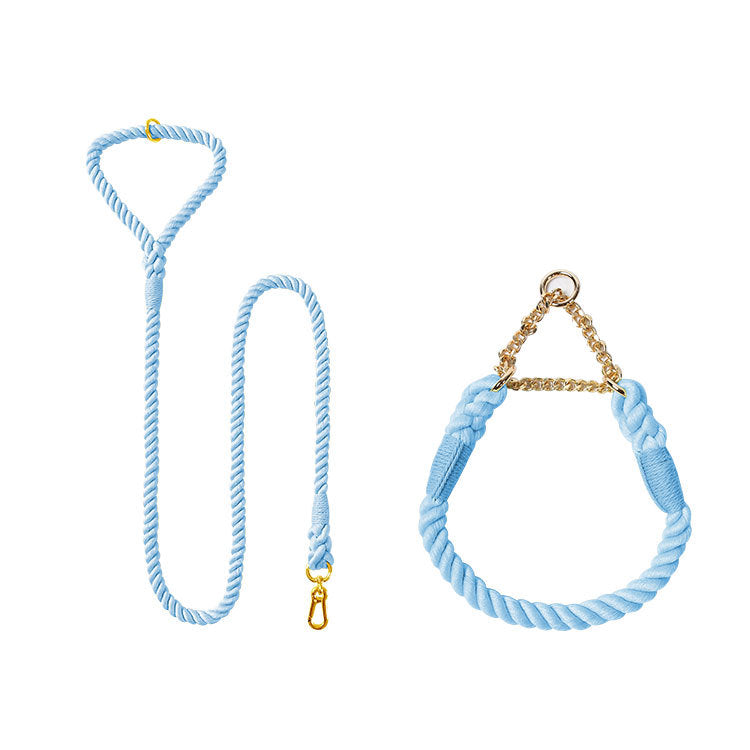 Woven Cotton Pet Leash And Collar Set Durable Walking Gear