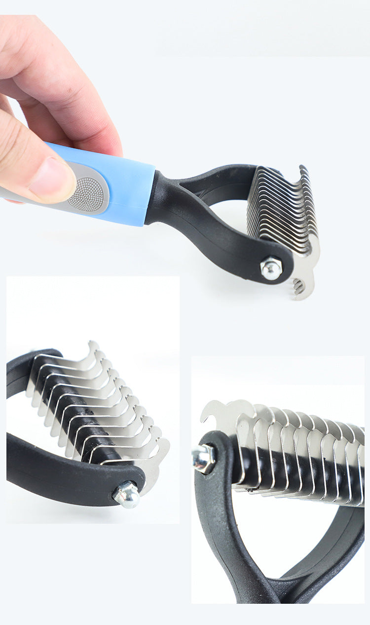 Double-Sided Stainless Pet Brush Hair Removal and Dematting Tool