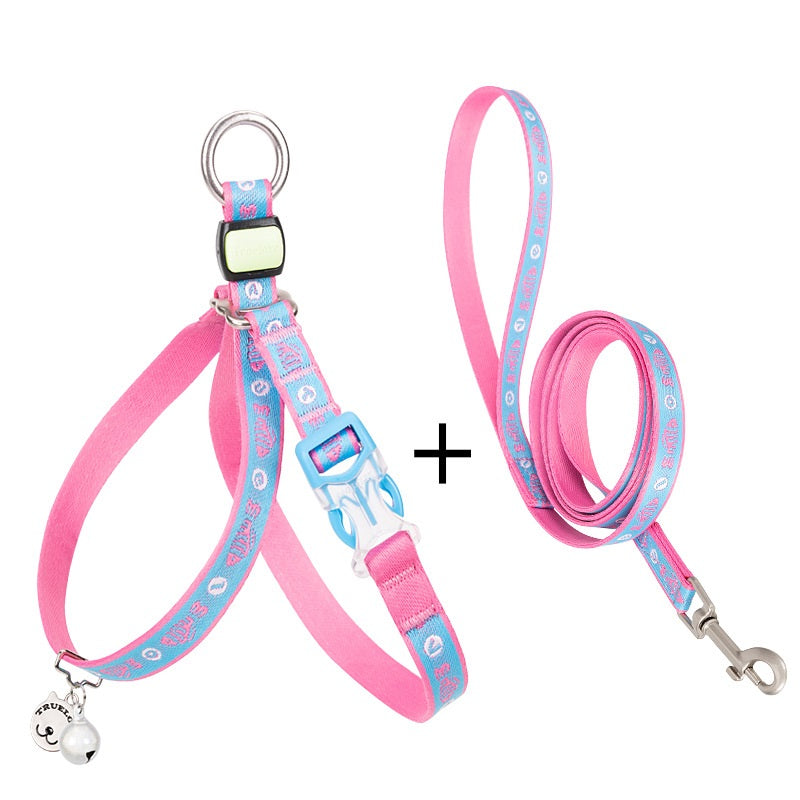 Pet Harness Vest With Bell Adjustable Chest Strap Leash