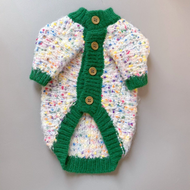 Pet Color-Block Sweater Cardigan Soft Warm Knit Clothing