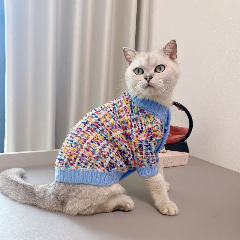 Pet Color-Block Sweater Cardigan Soft Warm Knit Clothing