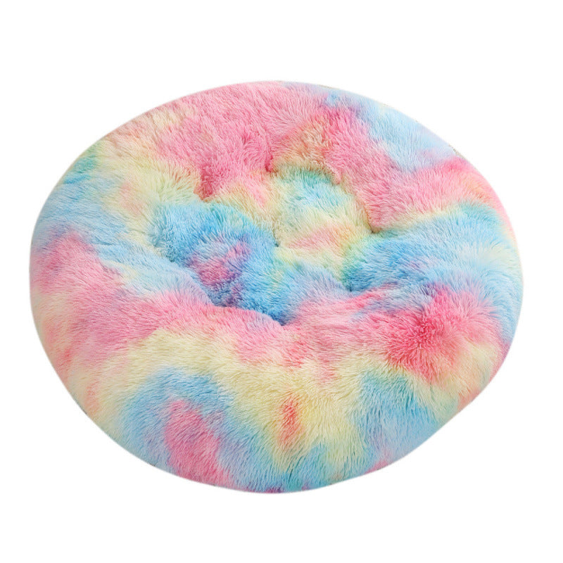 Round Plush Pet Bed Warm Soft Sleep Mat for Pets