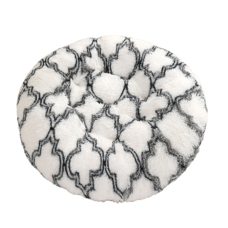 Round Plush Pet Bed Warm Soft Sleep Mat for Pets