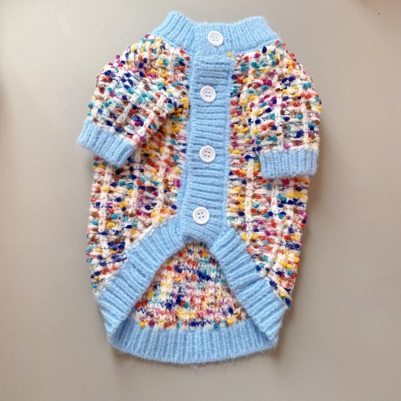 Pet Color-Block Sweater Cardigan Soft Warm Knit Clothing