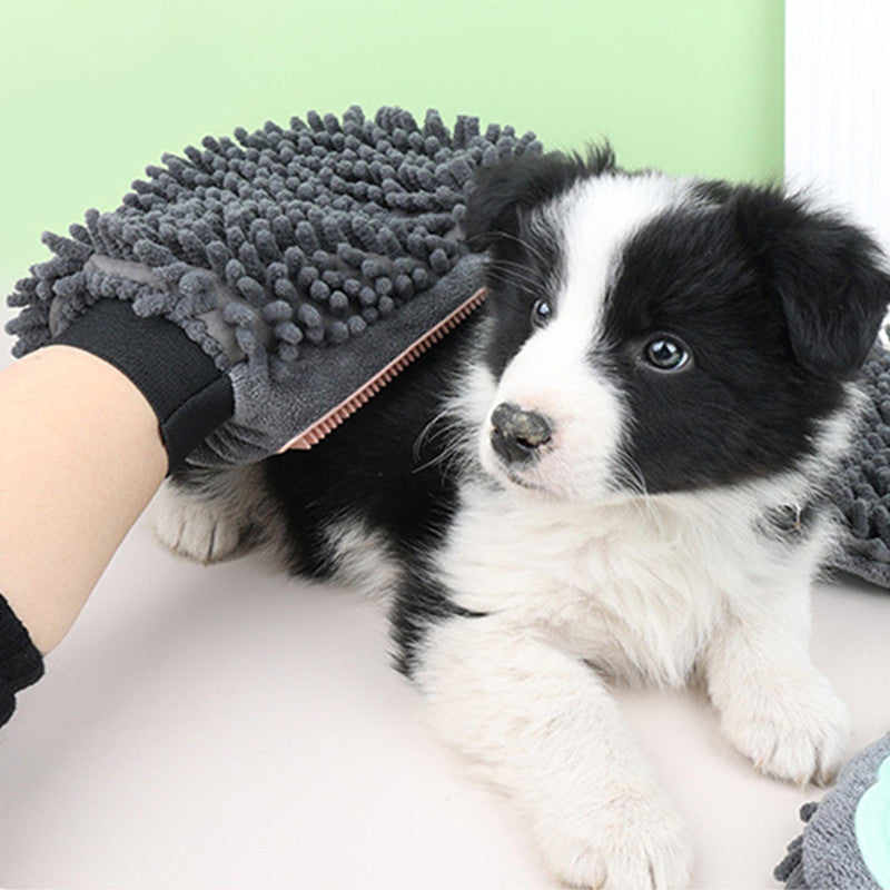 2-In-1 Pet Bathing Brush And Grooming Glove For Cleaning Massaging Drying