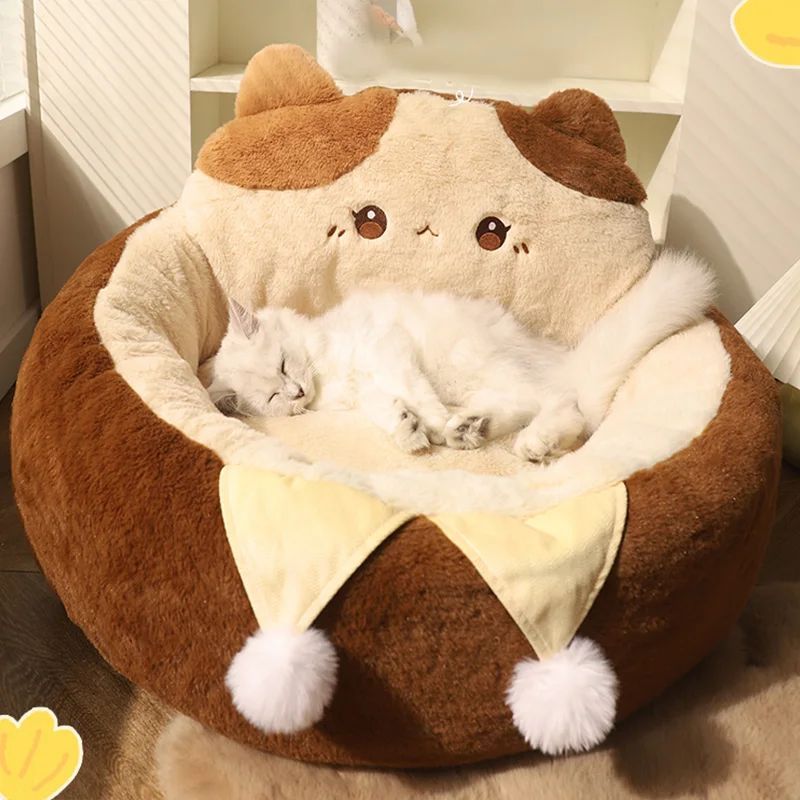 Round Pet Sofa Bed Soft Warm Cushion Mattress Deep Sleep Pad